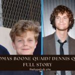 Thomas Boone Quaid with father Dennis Quaid smiling together