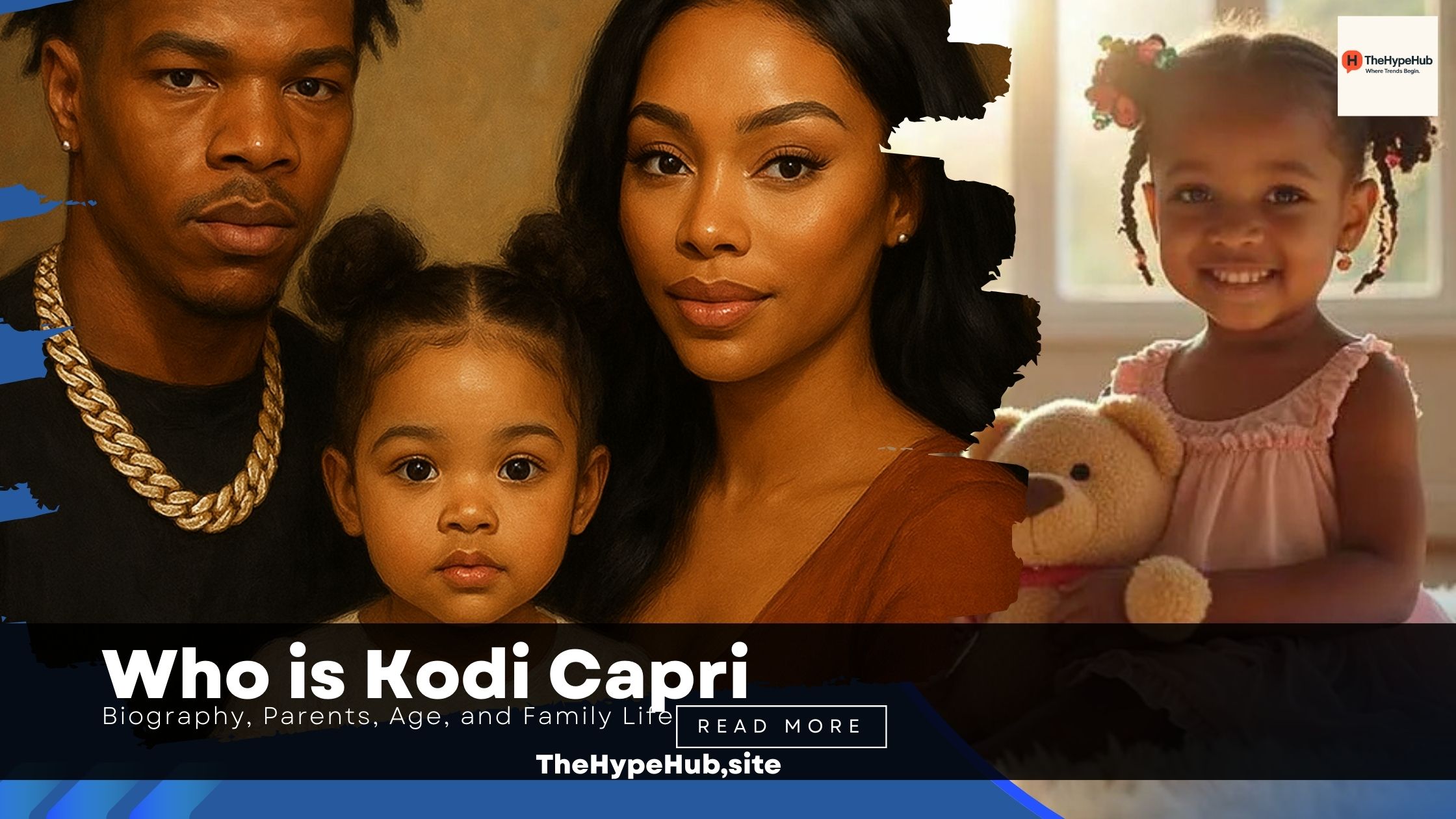 Digital painting of rapper Lil Baby with Jayda Cheaves and their daughter Kodi Capri, depicted as a warm family portrait in an artistic, realistic style.
